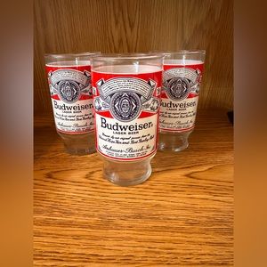3 Vintage Budweiser glasses 14oz
